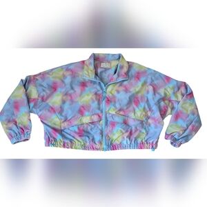 Cozi Cropped Windbreaker Jacket Women's Size Medium - Multicolor Tie-Dye Pattern